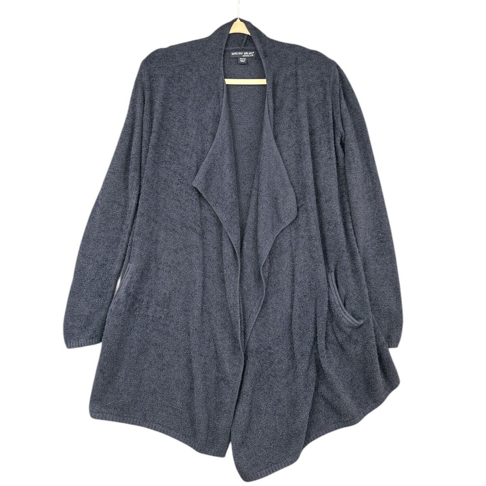 Barefoot Dreams CozyChic Lite Gray Drape Cardigan Open‎ Front Sweater XXS/XS
